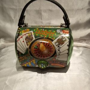 Artistic Black and Green Mini Bag with Structured Design.whimsicle Jackpot Style